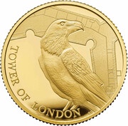 25 Pounds - Elizabeth II Legend of the Ravens; Gold Proof, United Kingdom, 2019 reverse image