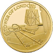 25 Pounds - Elizabeth II Ceremony of the Keys; Gold Proof, United Kingdom, 2019 reverse image