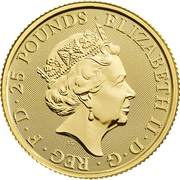 25 Pounds - Elizabeth II Falcon of the Plantagenets; 1/4 oz Fine Gold obverse image