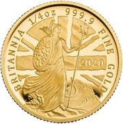 25 Pounds - Elizabeth II 5th portrait; 1/4 oz Fine Gold, United Kingdom, 2020 reverse image