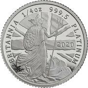 25 Pounds - Elizabeth II 5th portrait; 1/4 oz Fine Platinum, United Kingdom, 2020 reverse image