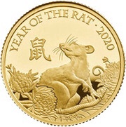 25 Pounds - Elizabeth II Year of the Rat; Gold Proof, United Kingdom, 2020 reverse image