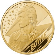 25 Pounds - Elizabeth II David Bowie; Gold Proof, United Kingdom, 2020 reverse image