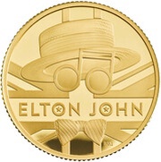 25 Pounds - Elizabeth II Elton John; Gold Proof, United Kingdom, 2020 reverse image