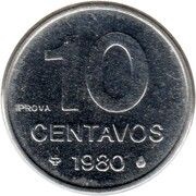 10 Centavos Prova, Brazil, 1979-1980 reverse image