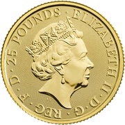 25 Pounds - Elizabeth II White Horse of Hanover; 1/4 oz Fine Gold obverse image
