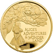 25 Pounds - Elizabeth II Alice's Adventures in Wonderland; Gold Proof, United Kingdom, 2021 reverse image