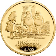 25 Pounds - Elizabeth II Alice Through the Looking Glass; Gold Proof, United Kingdom, 2021 reverse image