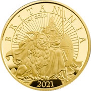 25 Pounds - Elizabeth II 5th portrait; 1/4 oz Fine Gold, United Kingdom, 2021 reverse image