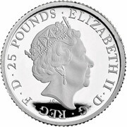 25 Pounds - Elizabeth II 5th portrait; 1/4 oz Fine Platinum obverse image