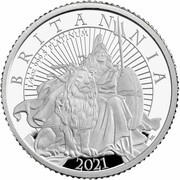 25 Pounds - Elizabeth II 5th portrait; 1/4 oz Fine Platinum, United Kingdom, 2021 reverse image