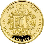 25 Pounds - Elizabeth II Queen's 95th Birthday; Gold Proof, United Kingdom, 2021 reverse image