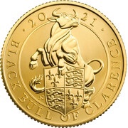 25 Pounds - Elizabeth II Black Bull of Clarence; Gold Proof, United Kingdom, 2021 reverse image