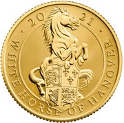 25 Pounds - Elizabeth II White Horse of Hanover; Gold Proof, United Kingdom, 2021 reverse image