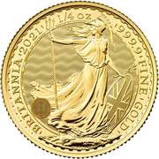 25 Pounds - Elizabeth II 5th portrait; 1/4 oz Fine Gold, United Kingdom, 2021-2023 reverse image