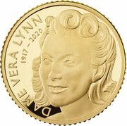 25 Pounds - Elizabeth II Dame Vera Lynn; Gold Proof, United Kingdom, 2022 reverse image