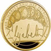 25 Pounds - Elizabeth II The Queen's Reign, Charity and Patronage; Gold Proof, United Kingdom, 2022 reverse image
