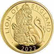 25 Pounds - Elizabeth II Lion of England; Gold Proof, United Kingdom, 2022 reverse image