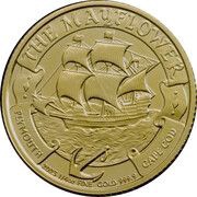 25 Pounds - Elizabeth II Posthumous; Mayflower; 1/4 oz Fine Gold, United Kingdom, 2023 reverse image
