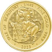 25 Pounds - Elizabeth II Posthumous; Yale of Beaufort; 1/4 oz Fine Gold, United Kingdom, 2023 reverse image
