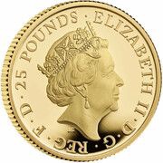 25 Pounds - Elizabeth II Posthumous; Yale of Beaufort; Gold Proof obverse image