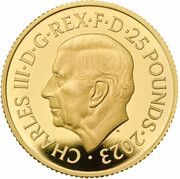25 Pounds - Charles III King Charles' 75th Birthday; 1/4 oz Gold Proof obverse image