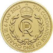 25 Pounds - Charles III Coronation; 1/4 oz Fine Gold, United Kingdom, 2023 reverse image