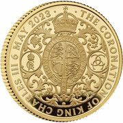 25 Pounds - Charles III Coronation; Gold Proof, United Kingdom, 2023 reverse image