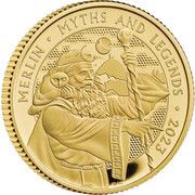 25 Pounds - Charles III Merlin; Gold Proof, United Kingdom, 2023 reverse image