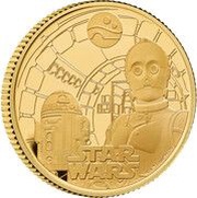 25 Pounds - Charles III R2D2 and C3PO; Gold Proof, United Kingdom, 2023 reverse image