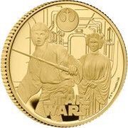 25 Pounds - Charles III Luke Skywalker and Princess Leia; Gold Proof, United Kingdom, 2023 reverse image