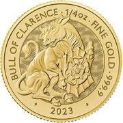 25 Pounds - Charles III Bull of Clarence; 1/4 oz Fine Gold, United Kingdom, 2023 reverse image
