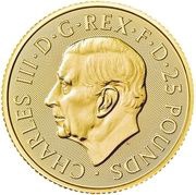 25 Pounds - Charles III Britannia & Liberty; 1/4 oz Fine Gold obverse image