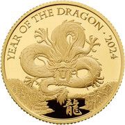 25 Pounds - Charles III Year of the Dragon; Gold Proof, United Kingdom, 2024 reverse image