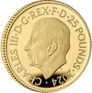 25 Pounds - Charles III Bond Films of the 1980s; Gold Proof obverse image