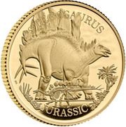 25 Pounds - Charles III Stegosaurus; Gold Proof, United Kingdom, 2024 reverse image