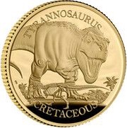 25 Pounds - Charles III Tyrannosaurus; Gold Proof, United Kingdom, 2024 reverse image