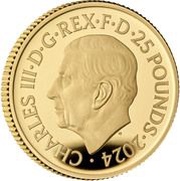 25 Pounds - Charles III Tudor Dragon; Gold Proof obverse image