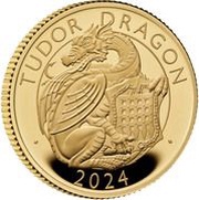 25 Pounds - Charles III Tudor Dragon; Gold Proof, United Kingdom, 2024 reverse image