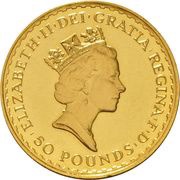 50 Pounds - Elizabeth II 3rd portrait; 1/2 oz Fine Gold obverse image