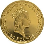 50 Pounds - Elizabeth II 3rd portrait; 1/2 oz Fine Gold obverse image