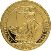 50 Pounds - Elizabeth II 3rd portrait; 1/2 oz Fine Gold, United Kingdom, 1990-1996 reverse image