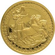 50 Pounds - Elizabeth II 3rd portrait; 1/2 oz Fine Gold, United Kingdom, 1997 reverse image