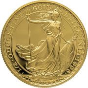 50 Pounds - Elizabeth II 4th portrait; 1/2 oz Fine Gold, United Kingdom, 1998-2012 reverse image
