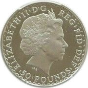 50 Pounds - Elizabeth II 4th portrait; 1/2 oz Fine Platinum obverse image