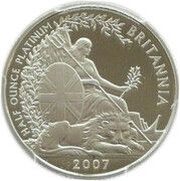 50 Pounds - Elizabeth II 4th portrait; 1/2 oz Fine Platinum, United Kingdom, 2007 reverse image