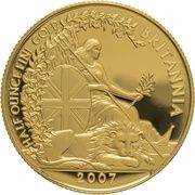 50 Pounds - Elizabeth II 4th portrait; 1/2 oz Fine Gold, United Kingdom, 2007-2012 reverse image