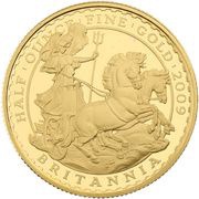 50 Pounds - Elizabeth II 4th portrait; 1/2 oz Fine Gold, United Kingdom, 2009-2012 reverse image