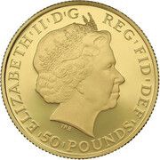 50 Pounds - Elizabeth II 4th portrait; 1/2 oz Fine Gold obverse image