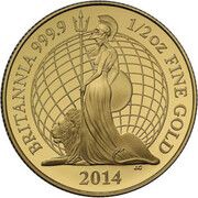 50 Pounds - Elizabeth II 4th portrait; 1/2 oz Fine Gold, United Kingdom, 2014 reverse image